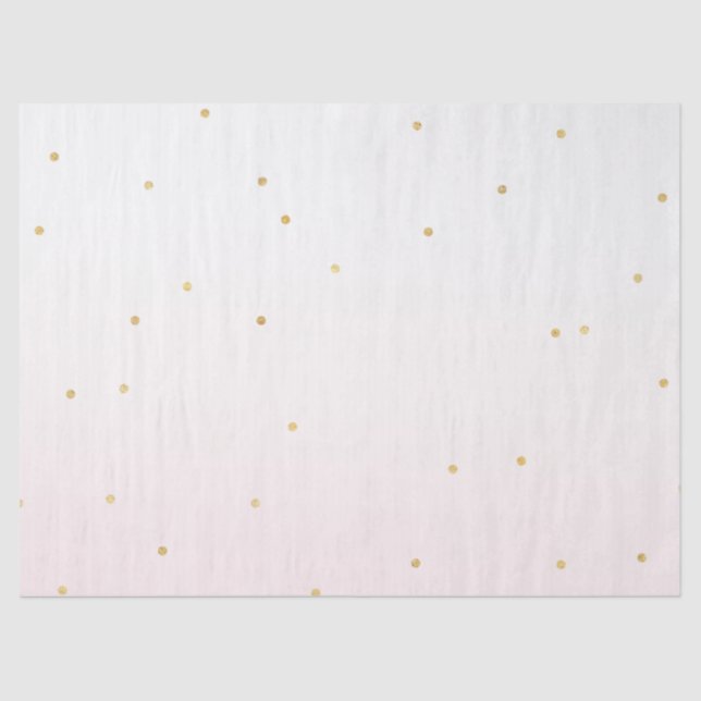 Blush Pink Gold Confetti Sparkle Ombre Tissue Paper (Front)