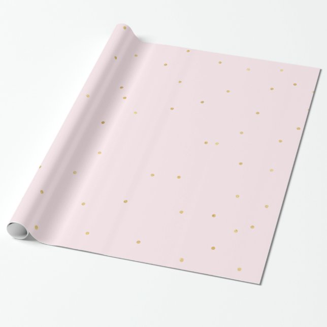 Blush Pink Gold Confetti Sparkle Wrapping Paper (Unrolled)