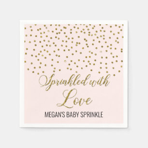 Blush Pink Gold Confetti Sprinkled with Love Napkins