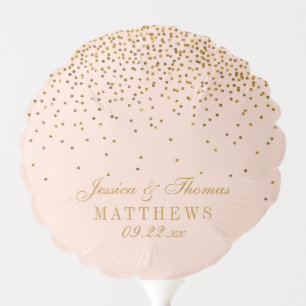 Blush Pink & Gold Confetti Wedding Balloon