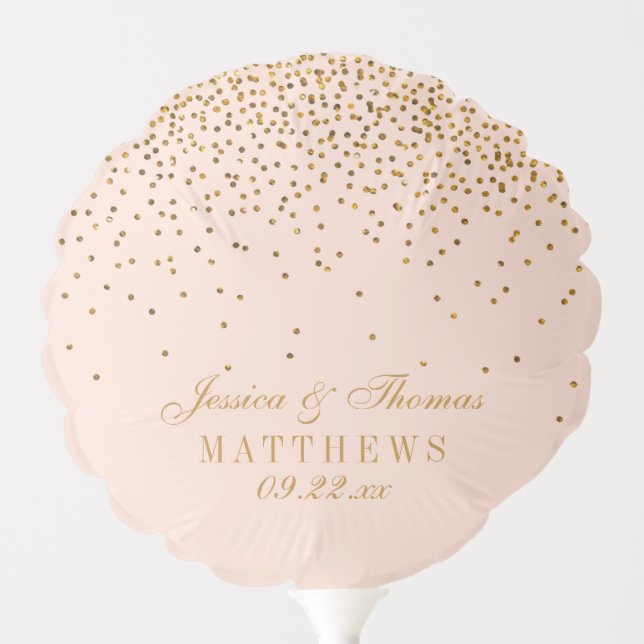 Blush Pink & Gold Confetti Wedding Balloon (Front)