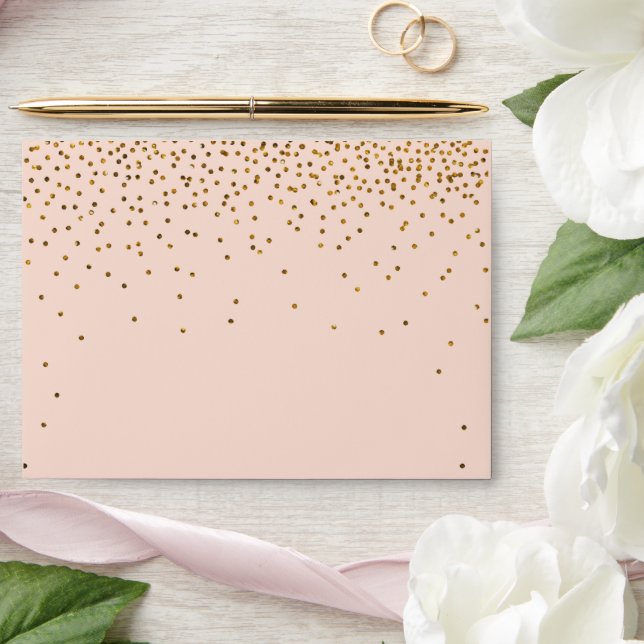 Blush Pink & Gold Confetti Wedding Envelope (Wedding)