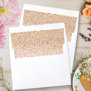 Blush Pink & Gold Confetti Wedding Envelope Liner