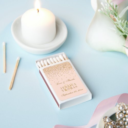 Blush Pink  Gold Confetti Wedding Favor Matchboxes