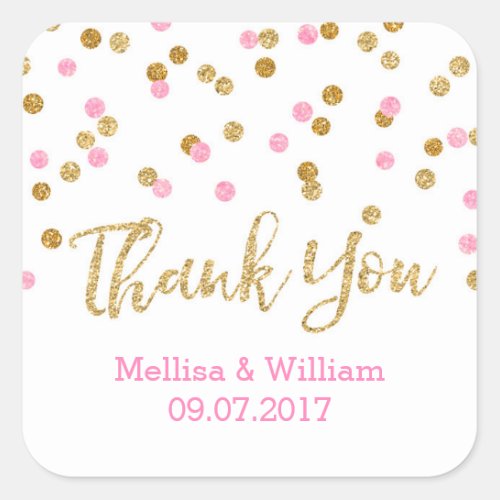 Blush Pink Gold Confetti Wedding Favor Tags