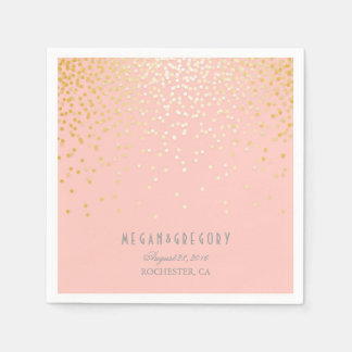 Blush Pink Gold Confetti Wedding Napkin