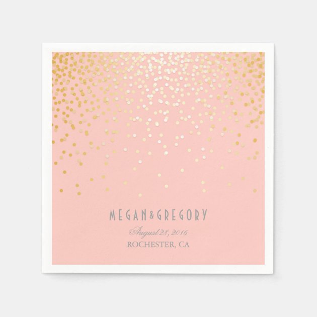 Blush Pink Gold Confetti Wedding Napkin