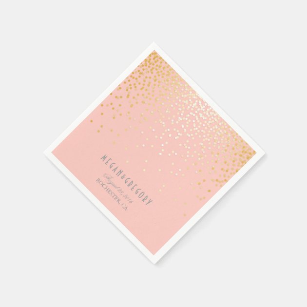 Blush Pink Gold Confetti Wedding Napkin