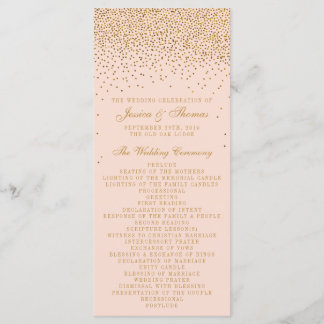 Blush Pink & Gold Confetti Wedding Program