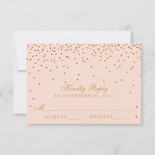 Blush Pink  Gold Confetti Wedding RSVP