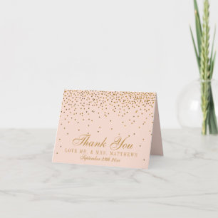 Blush Pink & Gold Confetti Wedding Thank You