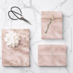 Blush Pink Gold Confetti    Wrapping Paper Sheets