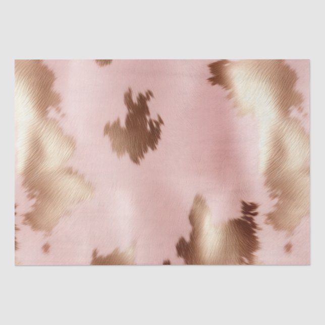 Blush Pink Gold Cowgirl Cowhide Tissue Paper (Front)