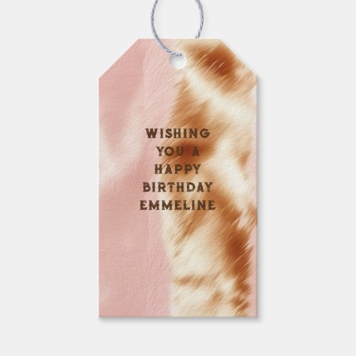Blush Pink Gold Cowhide Gift Tags