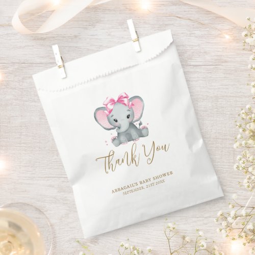 Blush Pink Gold Cute Elephant Elegant Baby Shower Favor Bag