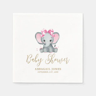 Blush Pink Gold Cute Elephant Elegant Baby Shower Napkins