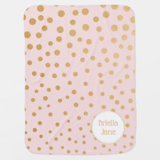 Blush pink gold dot blanket with name