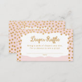 Blush Pink Gold Dot Diaper Raffle Tickets Enclosure Card (Front/Back)