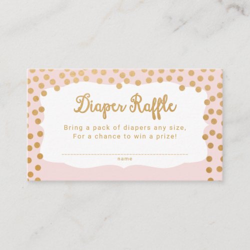 Blush Pink Gold Dot Diaper Raffle Tickets Enclosure Card