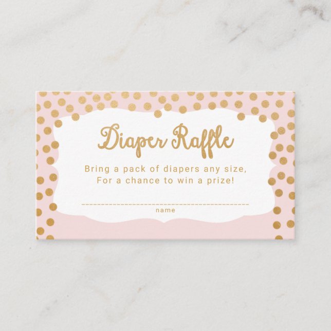 Blush Pink Gold Dot Diaper Raffle Tickets Enclosure Card (Front)