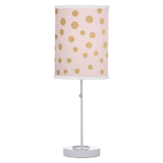 Blush pink gold dot nursery or bedroom decor table lamp