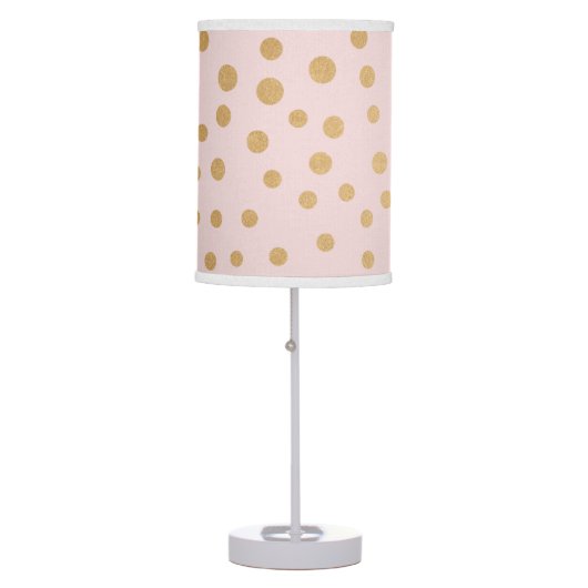Blush pink gold dot nursery or bedroom decor table lamp (Front)