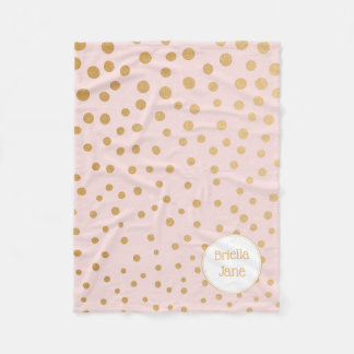 Blush pink gold dot personalized blanket with name
