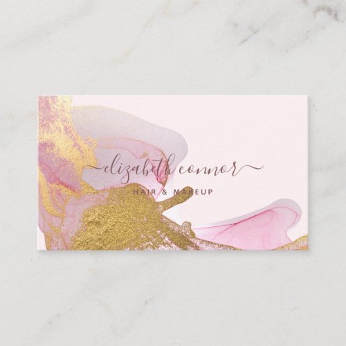 Blush Pink Gold Dust Glitter Watercolor Business Card