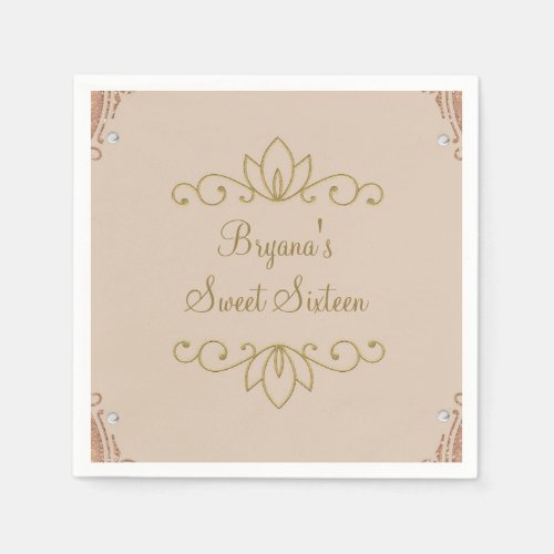 Blush Pink  Gold Elegant Chic Custom Party Napkins