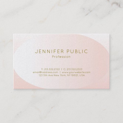 Blush Pink Gold Elegant Design Trendy Luxury Plain Business Card