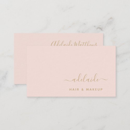 Blush Pink Gold Elegant Hair Stylist Makeup Artist Business Card