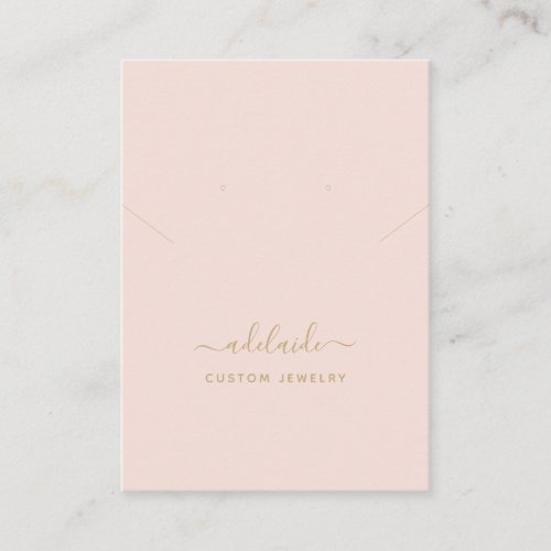 Blush Pink Gold Elegant Necklace Earring Display Business Card