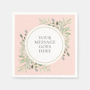Blush Pink Gold Eucalyptus Greenery Foliage Napkins