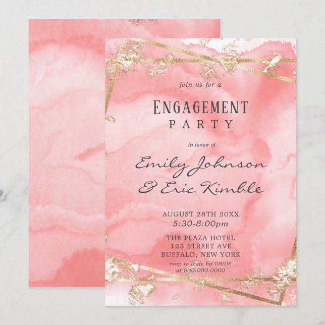 Blush Pink Gold Fairytale Engagement Party  Invitation (Front/Back)
