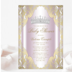 Blush Pink Gold Fancy Princess Baby Shower Invitation
