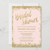 Blush Pink Gold Faux Glitter Bridal Shower Invitation (Front)