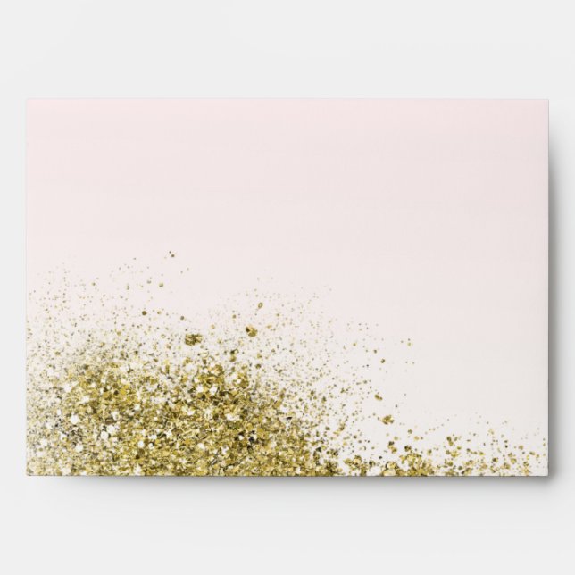 Blush Pink Gold Faux Glitter Glitzy Ombre Envelope (Front)