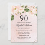 Blush Pink Gold Floral 90th Birthday Invitation<br><div class="desc">More Modern Floral Birthday Invitations in the Little Bayleigh Store!</div>