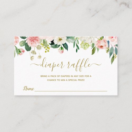 Blush Pink Gold Floral Baby Shower Diaper Raffle Business Card - Elegant Blush Pink gold Floral Baby Shower Diaper raffle enclosure card. Also, can be used for sip and see, baby sprinkle, baptism or any other floral-themed celebration.
Customize and personalize to make it you own!