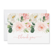 Blush Pink & Gold Floral Baby Shower Thank You Card
