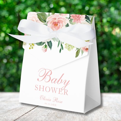 Blush Pink Gold Floral Baby Sower Elegant Favor Boxes