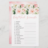 Blush Pink Gold Floral Baby Word Scramble Game (Front/Back)