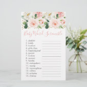 Blush Pink Gold Floral Baby Word Scramble Game (Standing Front)