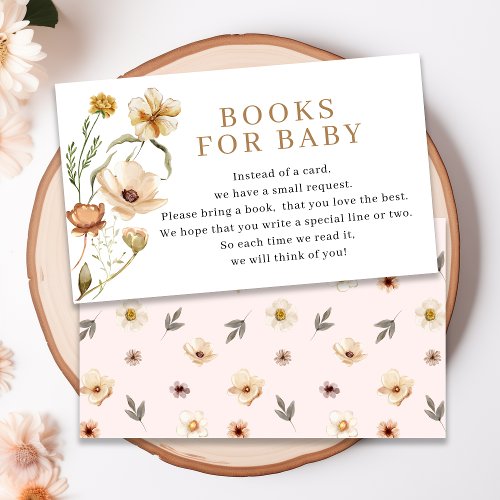 Blush Pink Gold Floral Books for Baby Shower Enclosure Card