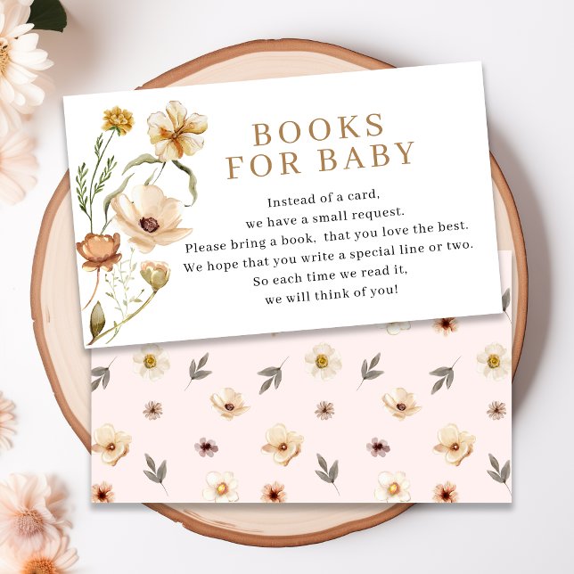 Blush Pink Gold Floral Books for Baby Shower Enclosure Card (Blush Pink Gold Floral Books for Baby Shower Enclosure Card -Front & Back)