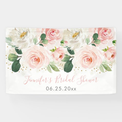 Blush Pink Gold Floral Bridal Shower Banner