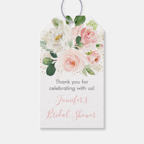 Blush Pink  Gold Floral Bridal Shower Gift Tags