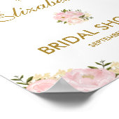 Blush Pink Gold Floral Bridal Shower Welcome Sign (Corner)