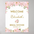 Blush Pink Gold Floral Bridal Shower Welcome Sign