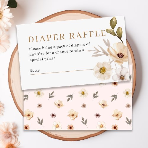 Blush Pink Gold Floral Diaper Raffle Baby Shower Enclosure Card